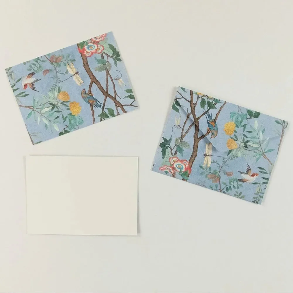 New  with box GUCCI blue Tian bird flower & nature print card envelope set